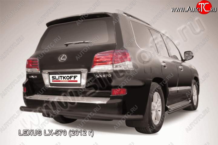 6 499 р. Защита заднего бампера из трубы d76 Slitkoff Lexus LX570 J200 1-ый рестайлинг (2012-2015) (Цвет: серебристый)  с доставкой в г. Тольятти