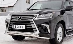 20 199 р. Защита переднего бампера (2 трубы Ø42 мм, нержавейка) Petroil Tuning Lexus LX450d J200 2-ой рестайлинг (2015-2022)  с доставкой в г. Тольятти. Увеличить фотографию 4