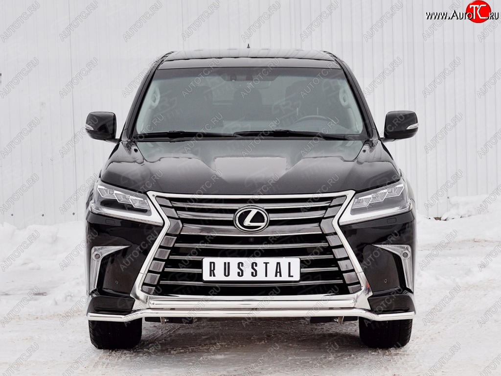 20 199 р. Защита переднего бампера (2 трубы Ø42 мм, нержавейка) Petroil Tuning Lexus LX450d J200 2-ой рестайлинг (2015-2022)  с доставкой в г. Тольятти