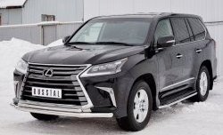 22 999 р. Защита переднего бампера (2 трубыØ63 и 42 мм, нержавейка) SLITKOFF Lexus LX450d J200 2-ой рестайлинг (2015-2022)  с доставкой в г. Тольятти. Увеличить фотографию 2