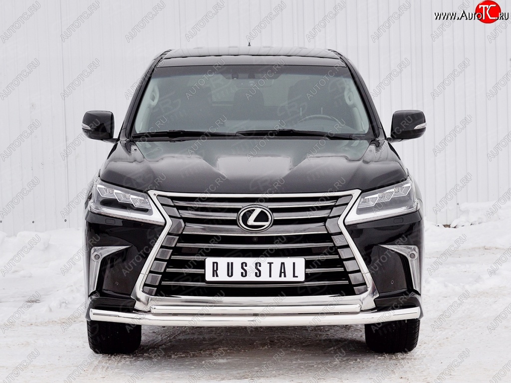 22 999 р. Защита переднего бампера (2 трубыØ63 и 42 мм, нержавейка) SLITKOFF Lexus LX450d J200 2-ой рестайлинг (2015-2022)  с доставкой в г. Тольятти