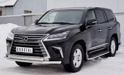 24 999 р. Защита переднего бампера (2 трубыØ63 мм, нержавейка) SLITKOFF Lexus LX450d J200 2-ой рестайлинг (2015-2022)  с доставкой в г. Тольятти. Увеличить фотографию 2