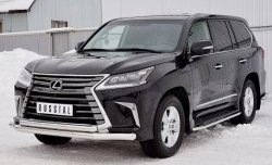 26 849 р. Защита переднего бампера (2 трубыØ76 и 63 мм, нержавейка) SLITKOFF Lexus LX450d J200 2-ой рестайлинг (2015-2022)  с доставкой в г. Тольятти. Увеличить фотографию 2