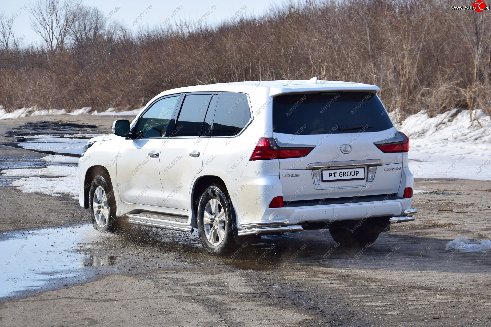 24 999 р. Защита заднего бампера Petroil Tuning (уголки двойные, d63/51) Lexus LX450d J200 2-ой рестайлинг (2015-2022) (Нержавеющая полированная сталь)  с доставкой в г. Тольятти