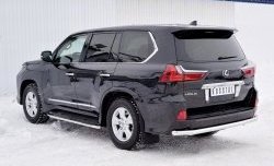 17 849 р. Защита заднего бампера (Ø63 мм, нержавейка, NOT F-SPORT/HERITAGE) SLITKOFF Lexus LX450d J200 2-ой рестайлинг (2015-2022)  с доставкой в г. Тольятти. Увеличить фотографию 2