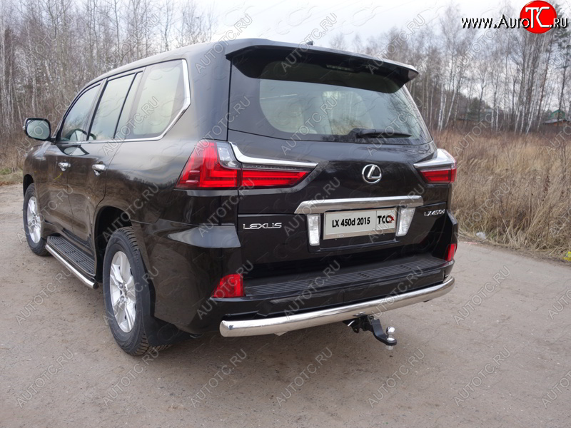 25 499 р. Защита заднего бампера (овальная) ТСС (нержавейка d75х42 мм) Lexus LX450d J200 2-ой рестайлинг (2015-2022)  с доставкой в г. Тольятти