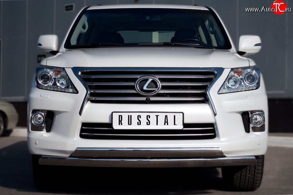 17 999 р. Защита переднего бампера (2 трубыØ75х42 мм, нержавейка) Russtal Lexus LX570 J200 дорестайлинг (2007-2012)  с доставкой в г. Тольятти