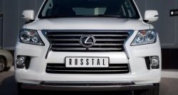 Защита переднего бампера (2 трубыØ42 и 75х42 мм, нержавейка) SLITKOFF Lexus LX570 J200 дорестайлинг (2007-2012)