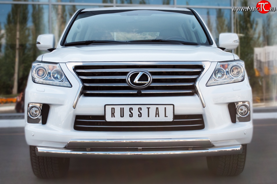 25 999 р. Защита переднего бампера (2 трубыØ76 и 63 мм, нержавейка) Russtal Lexus LX570 J200 дорестайлинг (2007-2012)  с доставкой в г. Тольятти