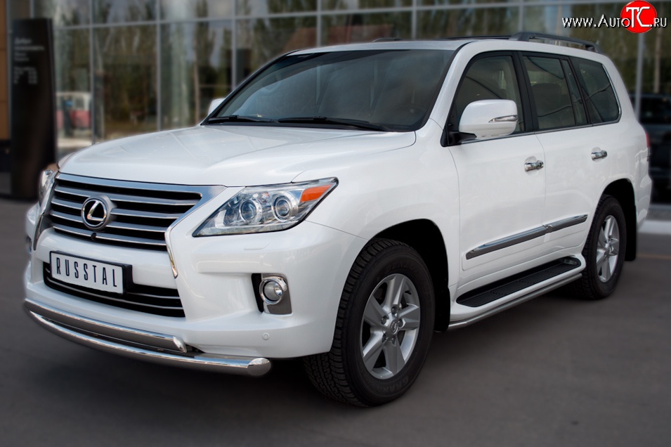 14 999 р. Защита порогов SLITKOFF из круглой трубы диаметром 42 мм (2012-н.в.) Lexus LX570 J200 дорестайлинг (2007-2012)  с доставкой в г. Тольятти