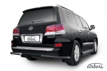 Защита заднего бампера Arbori (уголки, черная, 1 труба d76 mm). Lexus LX570 J200 1-ый рестайлинг (2012-2015)