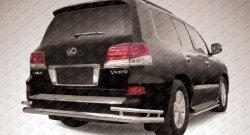 Двойная защита заднего бампера из трёх труб диаметром 76 и 42 мм Slitkoff Lexus LX570 J200 1-ый рестайлинг (2012-2015)