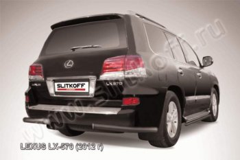 12 999 р. Защита заднего бампера из уголков d76 Slitkoff  Lexus LX570  J200 (2012-2015) 1-ый рестайлинг (Цвет: серебристый)  с доставкой в г. Тольятти. Увеличить фотографию 1