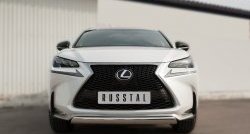 Защита переднего бампера (Ø75х42 мм, нержавейка, F-SPORT) Russtal Lexus NX200T Z10 (2014-2017)