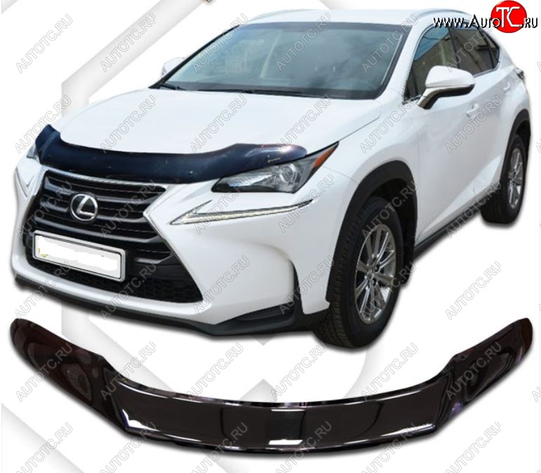 2 379 р. Дефлектор капота CA-Plastic exclusive  Lexus NX300h  Z10 (2014-2017) дорестайлинг (Classic черный, Без надписи)  с доставкой в г. Тольятти