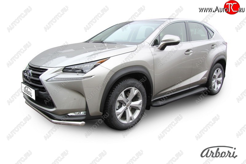 11 609 р. Порожки для ног Arbori Optima Black Lexus NX300h Z10 дорестайлинг (2014-2017)  с доставкой в г. Тольятти