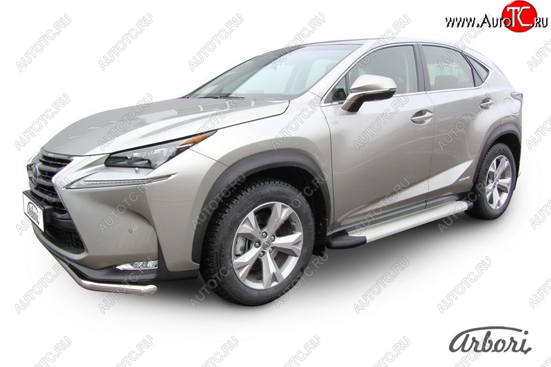 10 979 р. Порожки для ног Arbori Optima Silver Lexus NX300h Z10 дорестайлинг (2014-2017)  с доставкой в г. Тольятти