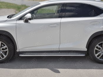 24 649 р. Порожки для ног (труба Ø42) SLITKOFF Lexus NX300h Z10 дорестайлинг (2014-2017) (лист алюм, проф. нерж)  с доставкой в г. Тольятти. Увеличить фотографию 2