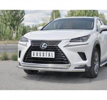 20 549 р. Защита переднего бампера (2 трубы Ø63 и 42 мм, нержавейка) SLITKOFF  Lexus NX300h  Z10 (2014-2017) дорестайлинг  с доставкой в г. Тольятти. Увеличить фотографию 3