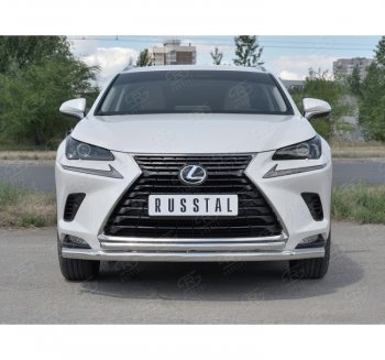 20 549 р. Защита переднего бампера (2 трубы Ø63 и 42 мм, нержавейка) SLITKOFF  Lexus NX300h  Z10 (2014-2017) дорестайлинг  с доставкой в г. Тольятти. Увеличить фотографию 4