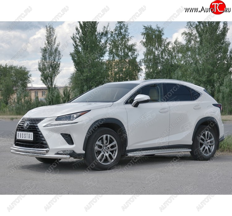 20 549 р. Защита переднего бампера (2 трубы Ø63 и 42 мм, нержавейка) SLITKOFF  Lexus NX300h  Z10 (2014-2017) дорестайлинг  с доставкой в г. Тольятти