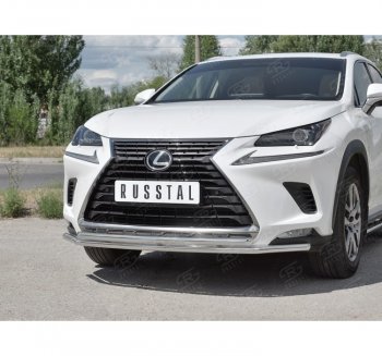 18 949 р. Защита переднего бампера (2 трубы Ø42 мм, нержавейка) SLITKOFF  Lexus NX300h  Z10 (2014-2017) дорестайлинг  с доставкой в г. Тольятти. Увеличить фотографию 3