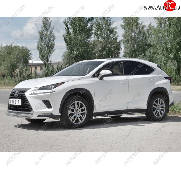 18 949 р. Защита переднего бампера (2 трубы Ø42 мм, нержавейка) SLITKOFF  Lexus NX300h  Z10 (2014-2017) дорестайлинг  с доставкой в г. Тольятти