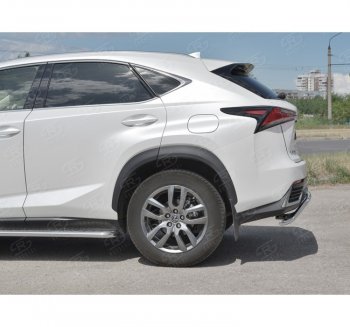 17 749 р. Защита заднего бампера (Ø42 мм волна, нержавейка) SLITKOFF Lexus NX300h Z10 дорестайлинг (2014-2017)  с доставкой в г. Тольятти. Увеличить фотографию 2