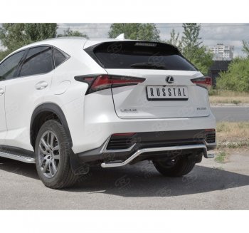 17 749 р. Защита заднего бампера (Ø42 мм волна, нержавейка) SLITKOFF Lexus NX300h Z10 дорестайлинг (2014-2017)  с доставкой в г. Тольятти. Увеличить фотографию 3