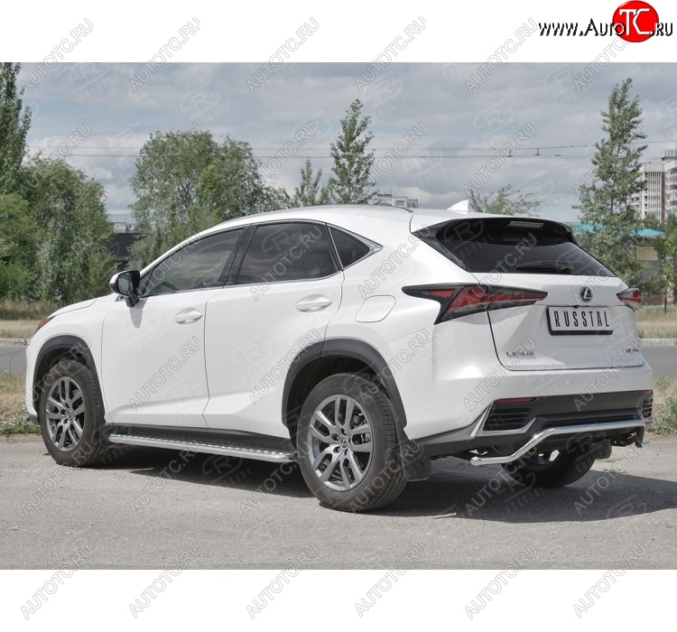 17 749 р. Защита заднего бампера (Ø42 мм волна, нержавейка) SLITKOFF Lexus NX300h Z10 дорестайлинг (2014-2017)  с доставкой в г. Тольятти