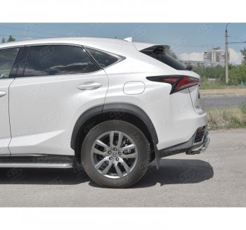 19 699 р. Защита заднего бампера (2 трубы Ø63 и 42 мм, нержавейка) SLITKOFF  Lexus NX300h  Z10 (2014-2017) дорестайлинг  с доставкой в г. Тольятти. Увеличить фотографию 2