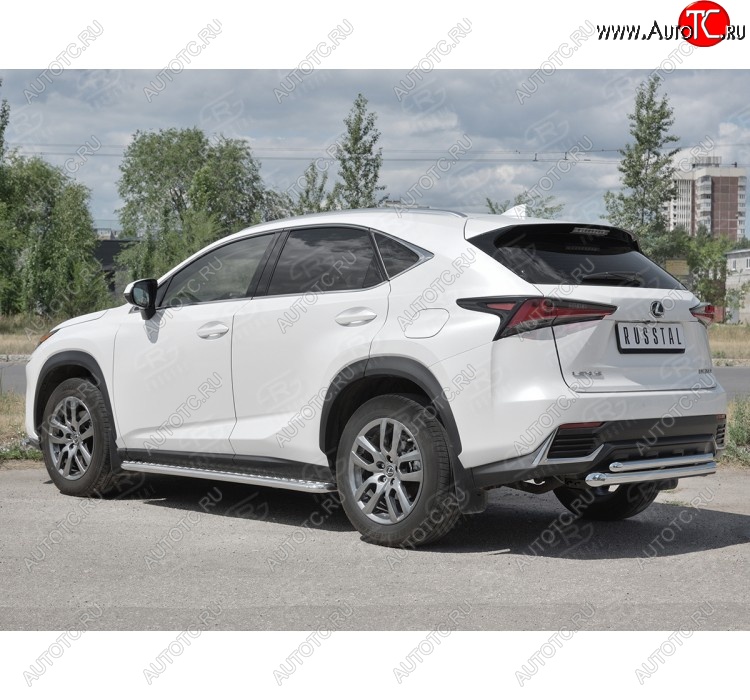 19 699 р. Защита заднего бампера (2 трубы Ø63 и 42 мм, нержавейка) SLITKOFF  Lexus NX300h  Z10 (2014-2017) дорестайлинг  с доставкой в г. Тольятти