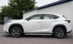 26 999 р. Порожки для ног (Ø42) SLITKOFF Lexus NX200 Z10 дорестайлинг (2014-2017) (лист - алюминий, профиль - нержавейка)  с доставкой в г. Тольятти. Увеличить фотографию 2