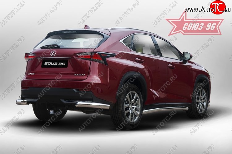 13 679 р. Угловая защита заднего бампера (d60) ( одна выхлопная труба ) Souz-96 Lexus NX200 Z10 дорестайлинг (2014-2017)  с доставкой в г. Тольятти