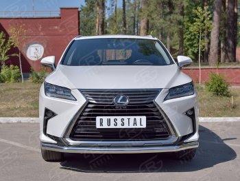 Защита переднего бампера (Ø63 мм, нержавейка, кроме F-Sport) SLITKOFF Lexus RX350L AL20 рестайлинг (2019-2022)