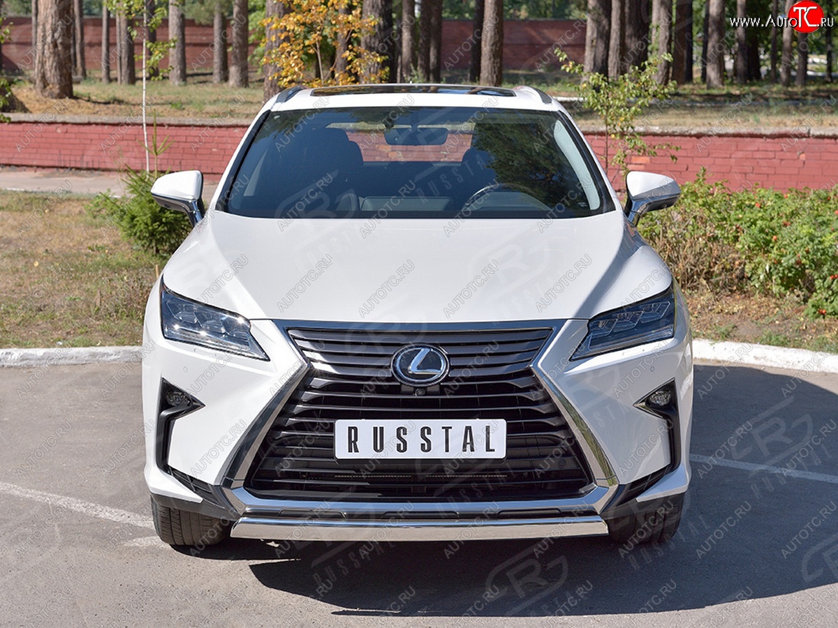 20 999 р. Защита переднего бампера (Ø75х42 мм, нержавейка, кроме F-Sport) Russtal Lexus RX350L AL20 рестайлинг (2019-2022)  с доставкой в г. Тольятти