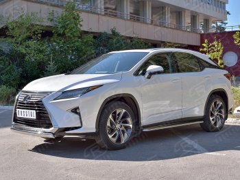 20 999 р. Защита переднего бампера (Ø75х42 мм, нержавейка, кроме F-Sport) Russtal Lexus RX350L AL20 рестайлинг (2019-2022)  с доставкой в г. Тольятти. Увеличить фотографию 2