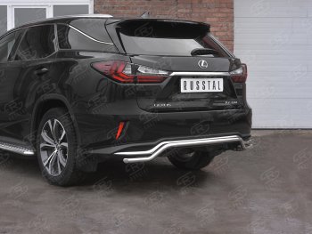 17 499 р. Защита заднего бампера (Ø42 мм волна, нержавейка, NOT F-SPORT) SLITKOFF Lexus RX350L AL20 дорестайлинг (2017-2019)  с доставкой в г. Тольятти. Увеличить фотографию 2