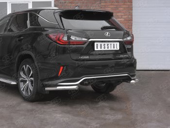 Защита заднего бампера (Ø63 уголки, нержавейка, NOT F-SPORT) SLITKOFF Lexus RX350L AL20 дорестайлинг (2017-2019)