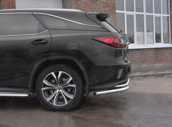 17 949 р. Защита заднего бампера (Ø63 уголки, нержавейка, NOT F-SPORT) SLITKOFF Lexus RX350L AL20 дорестайлинг (2017-2019)  с доставкой в г. Тольятти. Увеличить фотографию 2