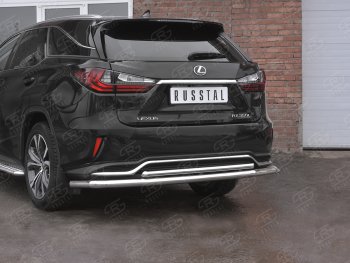 22 499 р. Защита заднего бампера (Ø63 и 42 мм, нержавейка, NOT F-SPORT) SLITKOFF Lexus RX350L AL20 дорестайлинг (2017-2019)  с доставкой в г. Тольятти. Увеличить фотографию 2