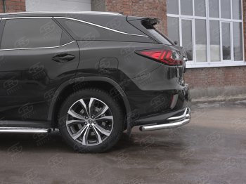 22 499 р. Защита заднего бампера (Ø63 и 42 мм, нержавейка, NOT F-SPORT) SLITKOFF Lexus RX350L AL20 дорестайлинг (2017-2019)  с доставкой в г. Тольятти. Увеличить фотографию 3