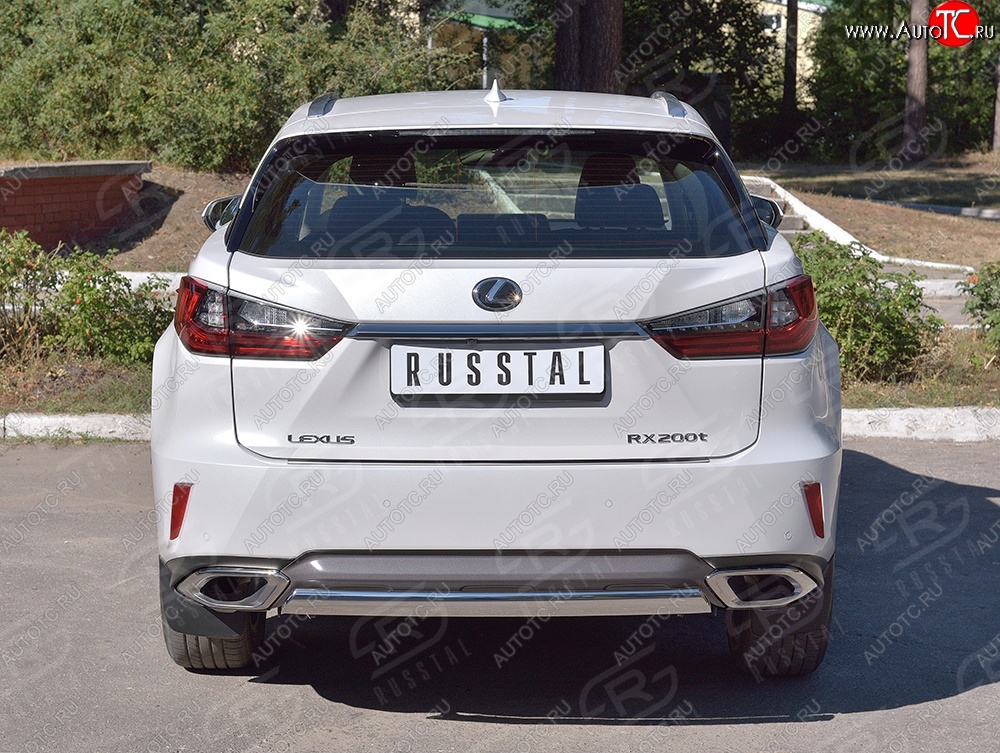 15 649 р. Защита заднего бампера (Ø75x42 мм, нержавейка) Russtal Lexus RX 200T AL20 дорестайлинг (2015-2017)  с доставкой в г. Тольятти