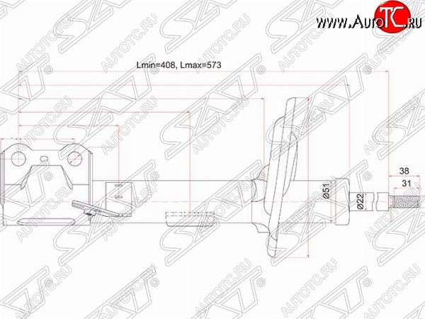 4 949 р. Правый амортизатор передний SAT Lexus RX350 AL10 дорестайлинг (2008-2012)  с доставкой в г. Тольятти