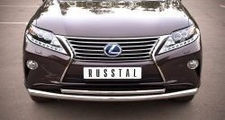 14 349 р. Защита переднего бампера (2 трубыØ63 и 42 мм, нержавейка) SLITKOFF Lexus RX350 AL10 дорестайлинг (2008-2012)  с доставкой в г. Тольятти. Увеличить фотографию 2