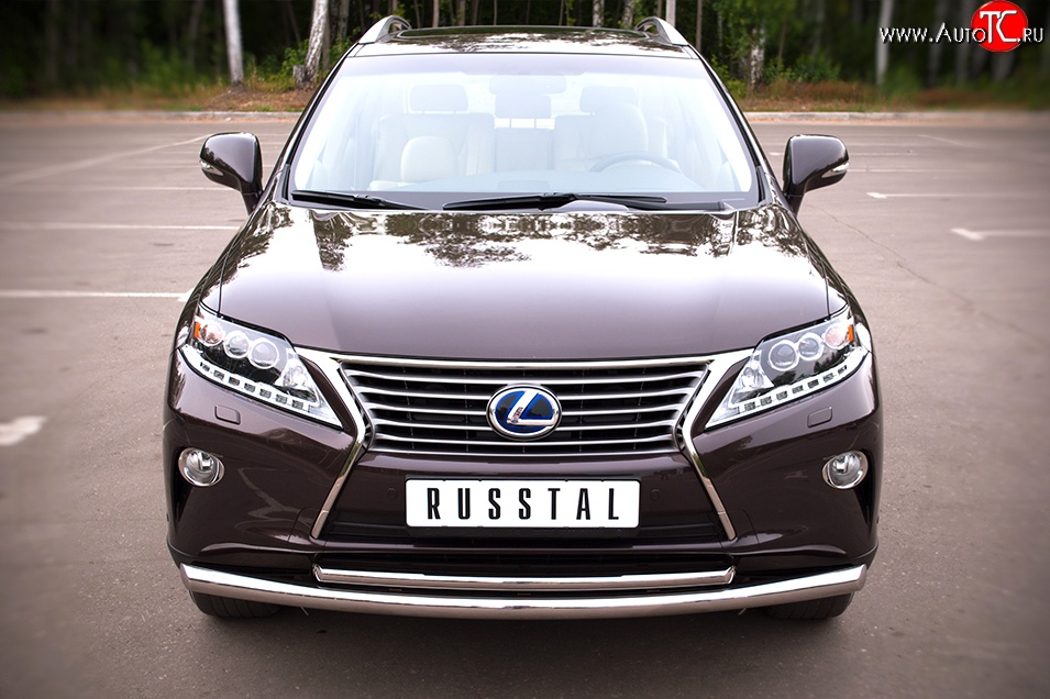 14 349 р. Защита переднего бампера (2 трубыØ63 и 42 мм, нержавейка) SLITKOFF Lexus RX350 AL10 дорестайлинг (2008-2012)  с доставкой в г. Тольятти