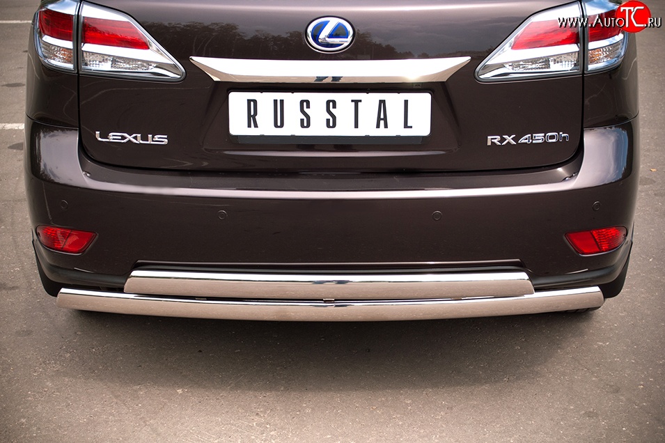 23 999 р. Защита заднего бампера (2 трубы Ø76х42 мм, нержавейка) Russtal Lexus RX270 AL10 дорестайлинг (2010-2012)  с доставкой в г. Тольятти