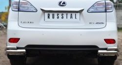 Защита заднего бампера (2 трубы Ø63 и 42 мм уголки, нержавейка) SLITKOFF Lexus RX270 AL10 дорестайлинг (2010-2012)