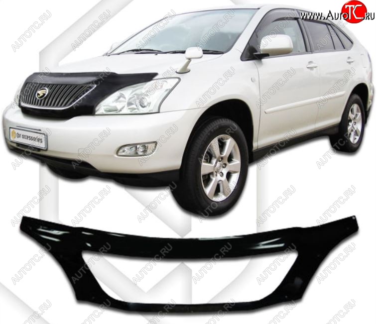 2 999 р. Дефлектор капота (exclusive) CA-Plastiс  Lexus RX300  XU30 - RX400H  XU30 (серия Classic черный, Без надписи)  с доставкой в г. Тольятти