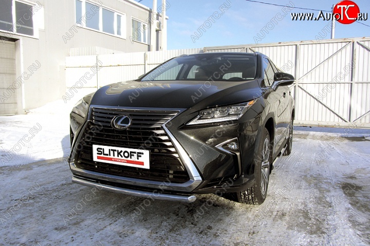 14 999 р. Защита переднего бампера из короткой трубы диаметром 57 мм Slitkoff Lexus RX350 AL20 дорестайлинг (2015-2019) (Нержавейка, Полированная)  с доставкой в г. Тольятти